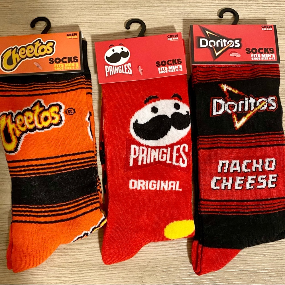 Odd Sox Unisex Novelty Foodie Potato Chips Socks Set of 3 - NEW